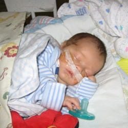 Nicholas was born with blocked intestines. Nicholas was born with blocked intestines.